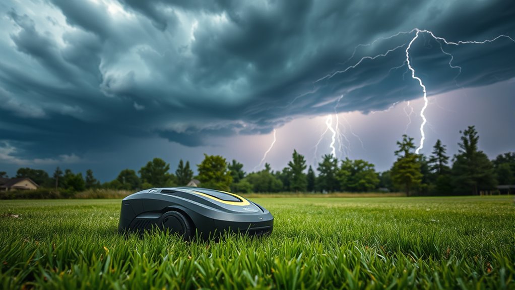 unplug mower during storms