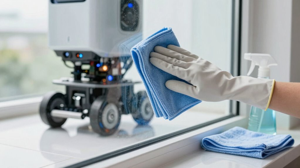 clean glass before robot
