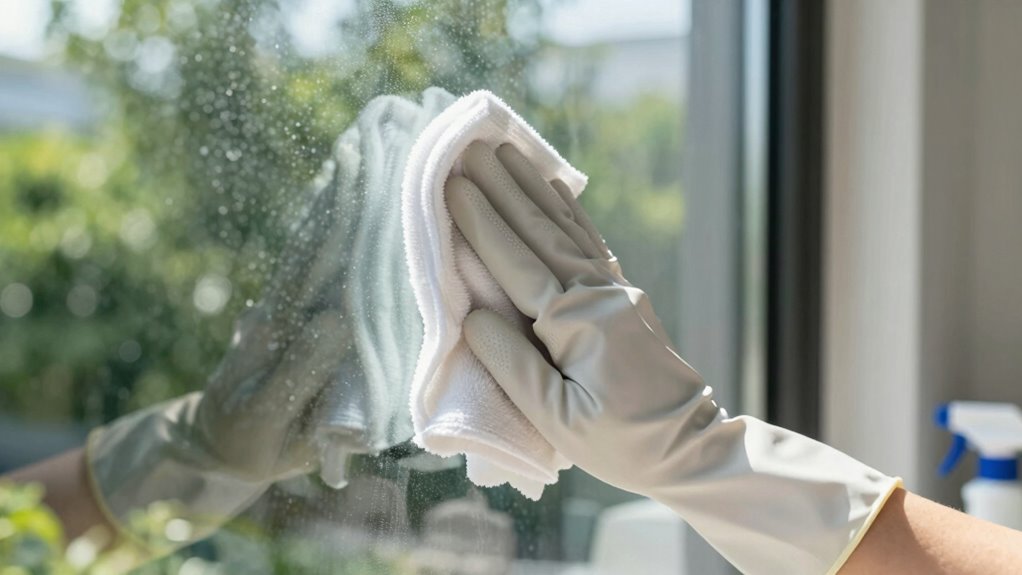 clean glass before robot
