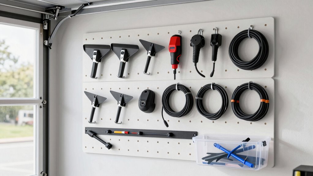 organized garage mower accessories