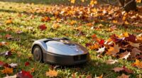 robotic mowers and leaves
