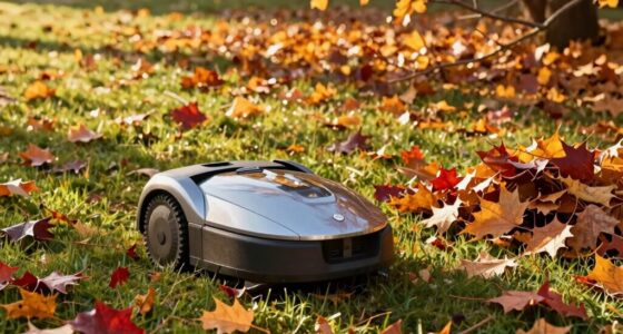 robotic mowers and leaves