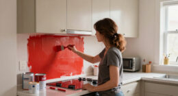 This Renter Gave Her Tiny, Bland Kitchen A Bold Red Makeover