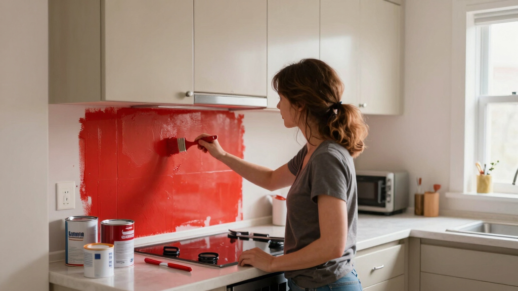 This Renter Gave Her Tiny, Bland Kitchen A Bold Red Makeover
