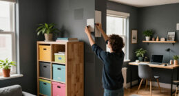 A Renter-Friendly Wall And IKEA BILLY Created A Moody Office
