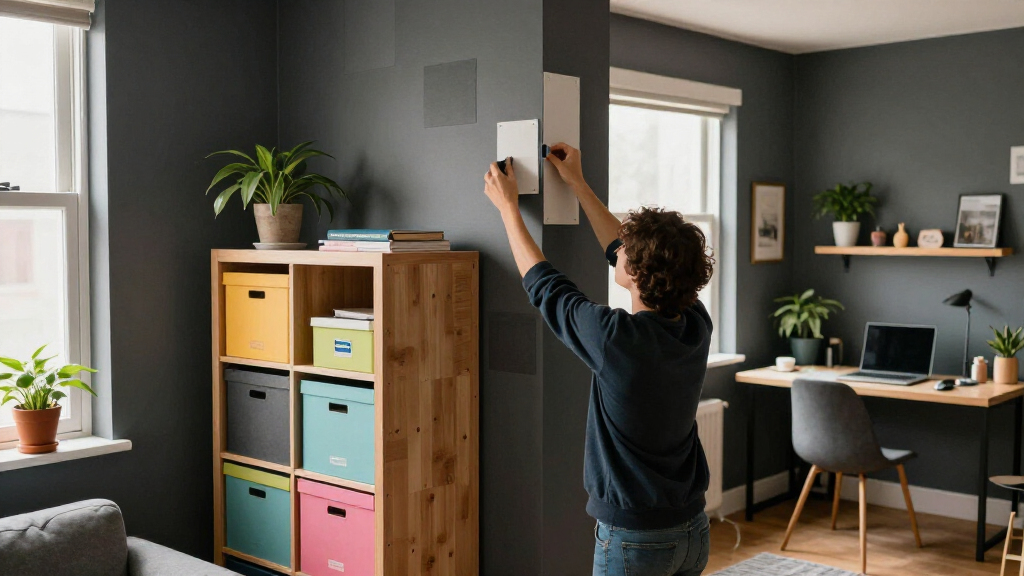 A Renter-Friendly Wall And IKEA BILLY Created A Moody Office