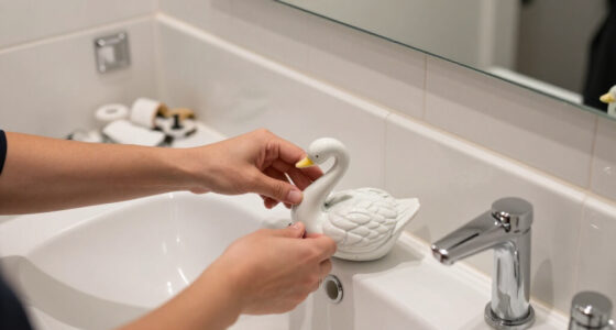 She Used A Ceramic Swan To Hide This Major Bathroom Eyesore